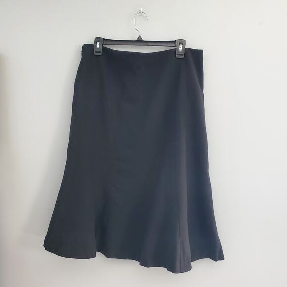 Chaps Adirondak Black Wool Blend Midi Circle Skirt Size 12 - Picture 1 of 4